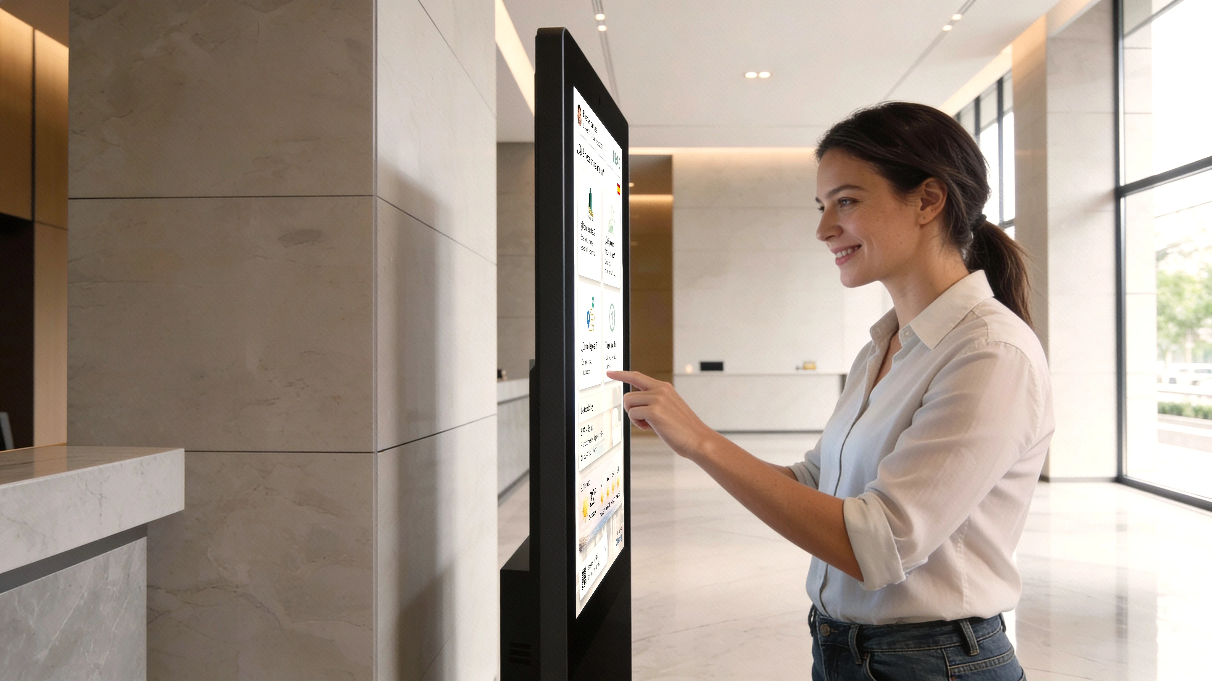 Placely guiando huéspedes en hotel